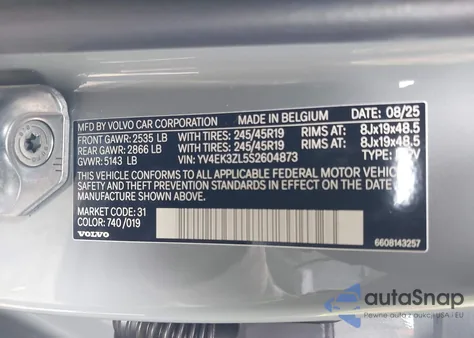2025 Volvo Ex30 Ultra Twin Motor Performance, Fully Electric z USA, uszkodzony, nr VIN YV4EK3ZL5S2604873